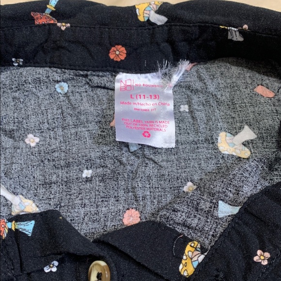 No Boundaries Black Button Down w/ Mushroom Pattern - Picture 2 of 4